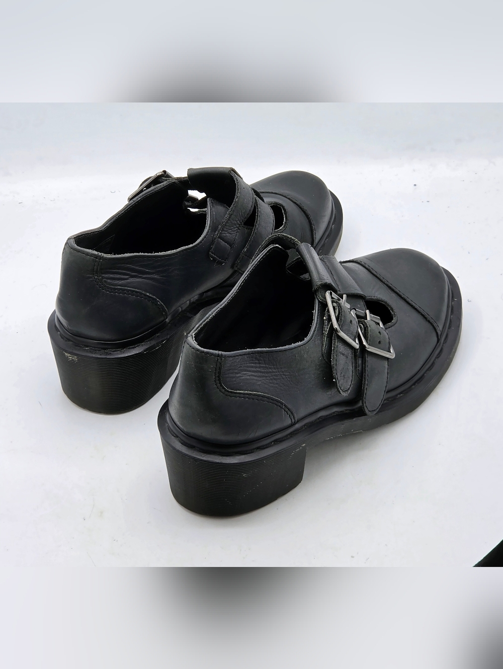 Dr. Martens 8065 Double Strap Heeled Mary Janes - Dark Grey Leather Size 9 - Picture 5 of 16
